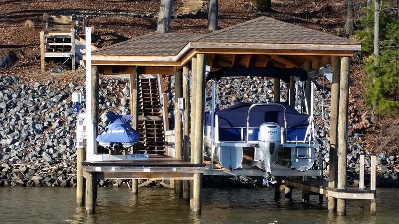 Custom Boat Dock with Boat Lift and PWC Lift